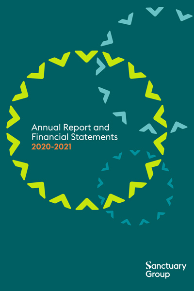 Front cover showing Sanctuary's Annual Report and Financial Statements 2020-2021