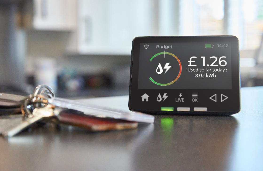 Smart meter Some keys next to a smart meter