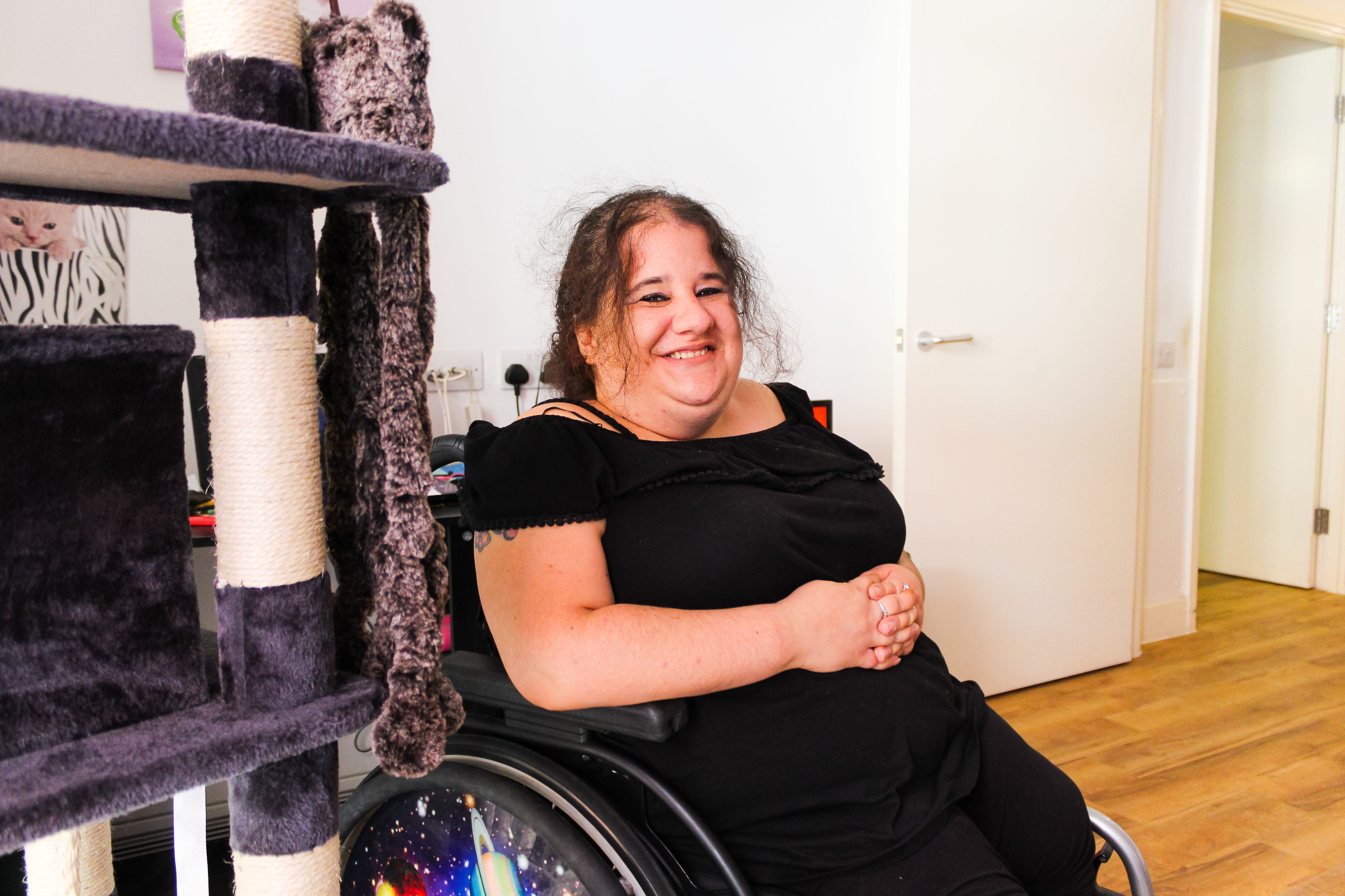 Sanctuary census A woman in a wheelchair smiling