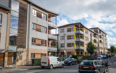 Exterior image of some of the properties in the Bow Cross estate