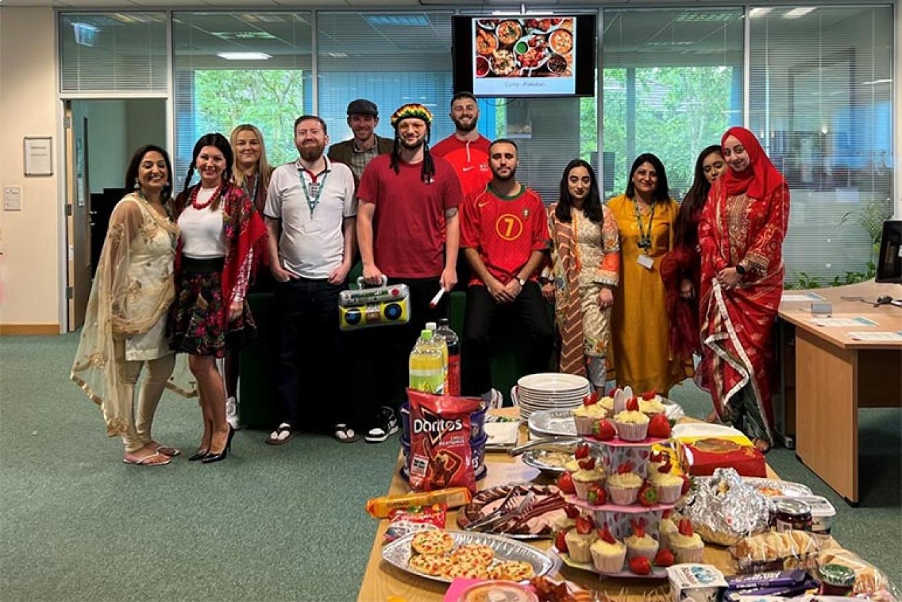 Staff gathered at Sanctuary’s Adderbury offices to celebrate Cultural Diversity Day Staff gathered at Sanctuary’s Adderbury offices to celebrate Cultural Diversity Day
