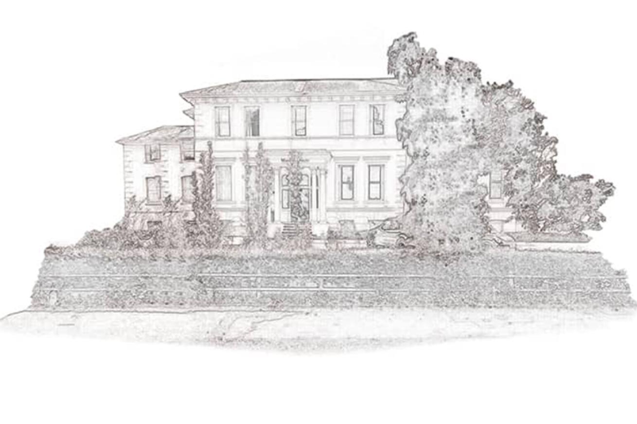 Artist's sketch showing New Court in Cheltenham
