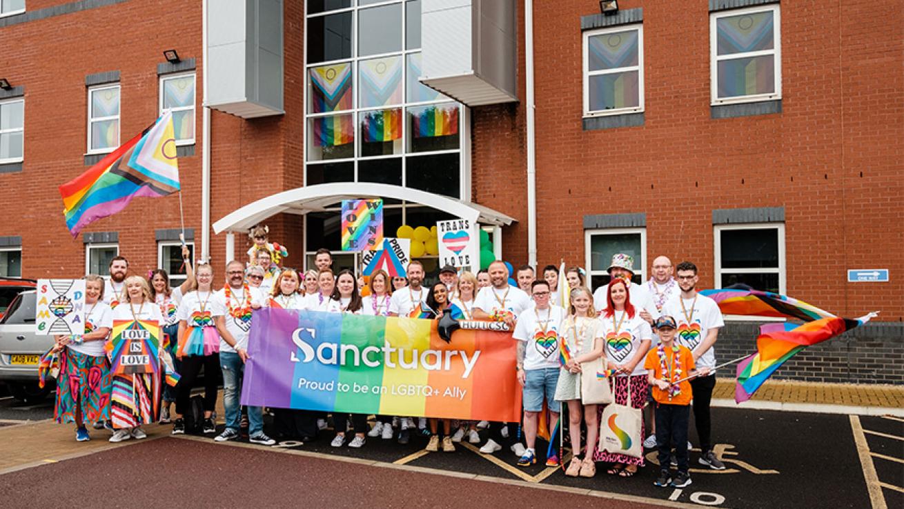 Sanctuary employees and those close to them supporting Pride in Hull 2022 Sanctuary employees and those close to them supporting Pride in Hull 2022