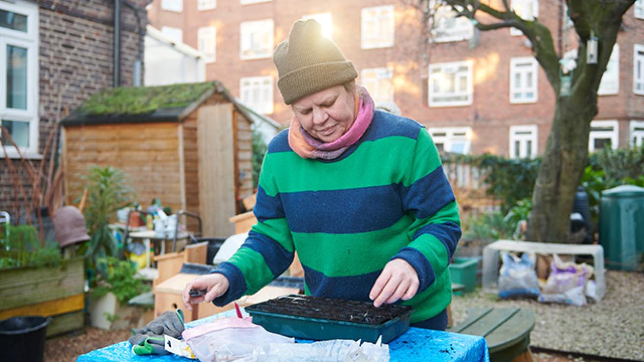 Sanctuary resident planting seeds