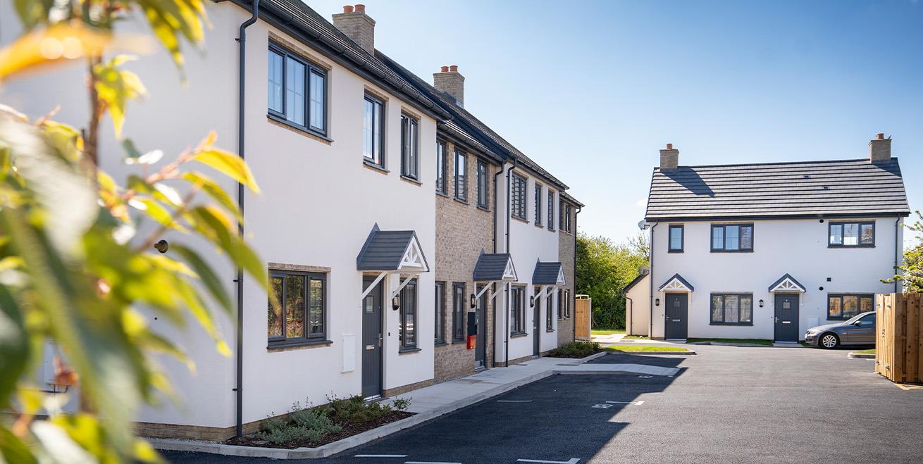 Row of new build houses in Althorne