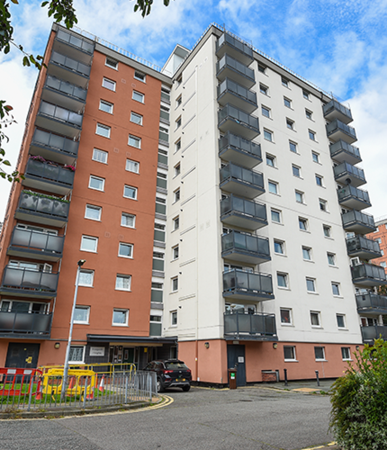 Exterior of the high rise accommodation at Haygarth Heights