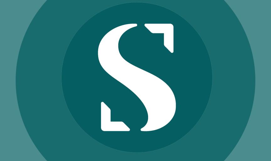 Sanctuary S logo on teal shaded background