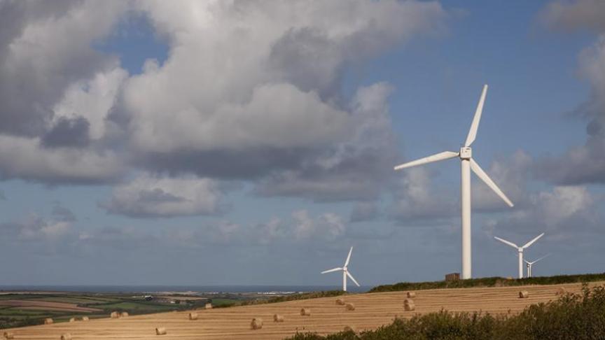 Windfarms producing green energy in the countryside Windfarms producing green energy in the countryside