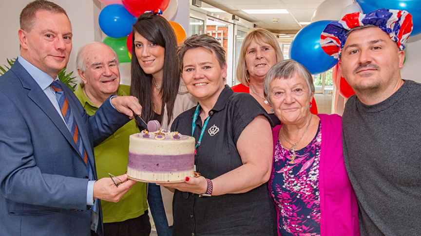 Jubilee celebrations at Noele Court in Worcester Craig (CEO) joining in Jubilee Celebrations at Noele Court