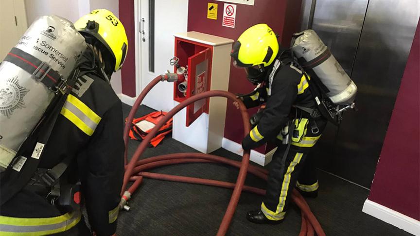 Fire services carrying out fire drills Fire services carrying out fire drills
