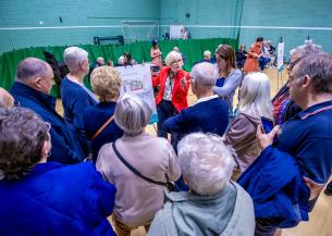 Samantha Wait, Director - Customer Care & Stakeholder Affairs at Swan, talking to members of the public at the Laindon community event.