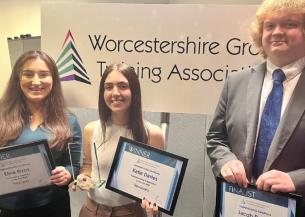 Triple award-winner Katie Davies celebrates success at the 2023 HWGTA awards with fellow former Sanctuary apprentices Elina Rizos and Jacob Davies